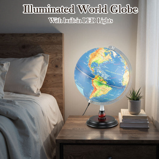12 Inch Illuminated World Globe Antique Light up Globe Night Lamp-Navy LuxuryLifeWay Online Store