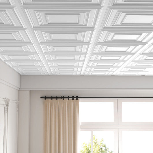 Drop Ceiling Tiles 24" x 24" PVC Ceiling Panels with 3D Decorative Patterns 24-Pack-White LuxuryLifeWay Online Store