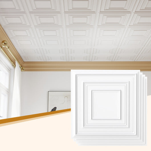 Drop Ceiling Tiles 24" x 24" PVC Ceiling Panels with 3D Decorative Patterns 24-Pack-White LuxuryLifeWay Online Store