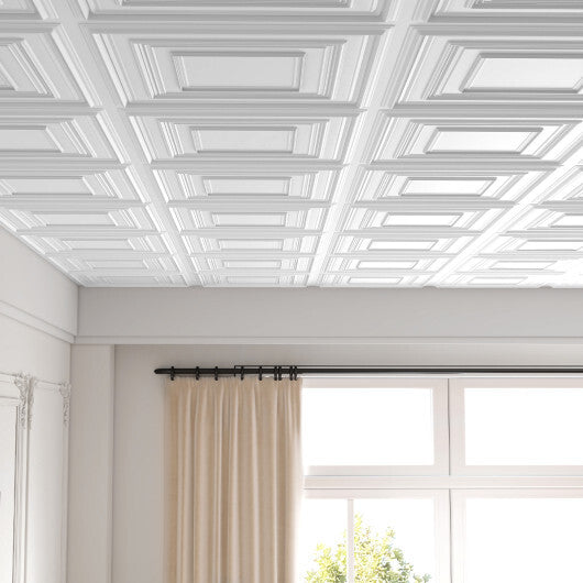 Drop Ceiling Tiles 24" x 24" PVC Ceiling Panels with 3D Decorative Patterns 12-Pack-White LuxuryLifeWay Online Store