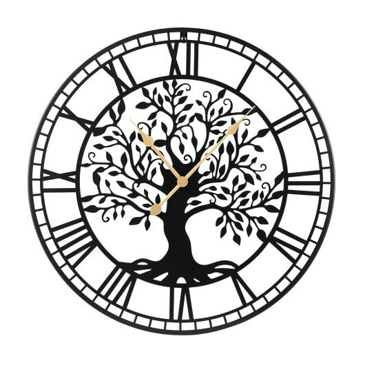 Large Wall Clock 27 Inch Tree of Life Big Metal Wall Clock-Black LuxuryLifeWay Online Store