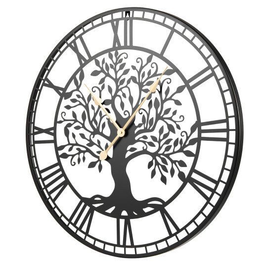 Large Wall Clock 27 Inch Tree of Life Big Metal Wall Clock-Black LuxuryLifeWay Online Store