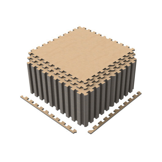 25 Pack-100 Sq.Ft. Foam Floor Tiles Interlocking Carpet Tiles with Edge Borders-Beige LuxuryLifeWay Online Store