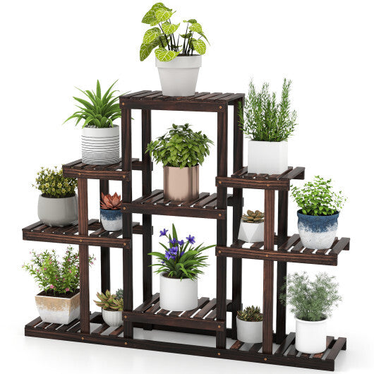 Indoor Outdoor Wood Plant Stand Multi-Tiered Corner Plant Shelf Flowerpot Holder-Brown LuxuryLifeWay Online Store