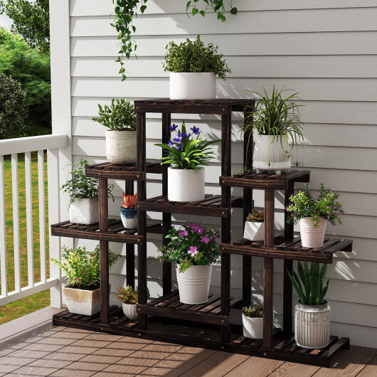 Indoor Outdoor Wood Plant Stand Multi-Tiered Corner Plant Shelf Flowerpot Holder-Brown LuxuryLifeWay Online Store