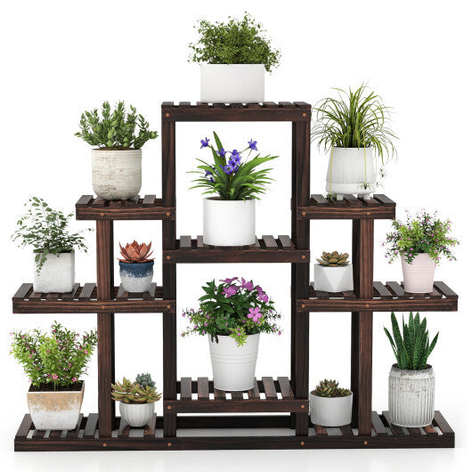 Indoor Outdoor Wood Plant Stand Multi-Tiered Corner Plant Shelf Flowerpot Holder-Brown LuxuryLifeWay Online Store