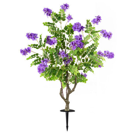 2 Pack Artificial Locust Flower Trees 39 Inch Fake Evergreen Shrubs with Ground Spikes-White LuxuryLifeWay Online Store
