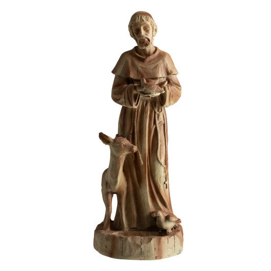 24.5 inch St. Francis Statue with Bird Feeder Saint Francis of Assisi with Animals Sculpture-Rustic Brown LuxuryLifeWay Online Store
