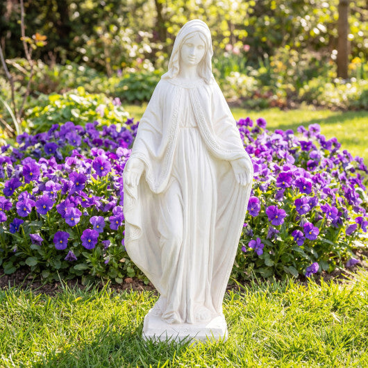 31.5 Inch Virgin Mary Statue with Aged Finish for Yard Patio-White LuxuryLifeWay Online Store