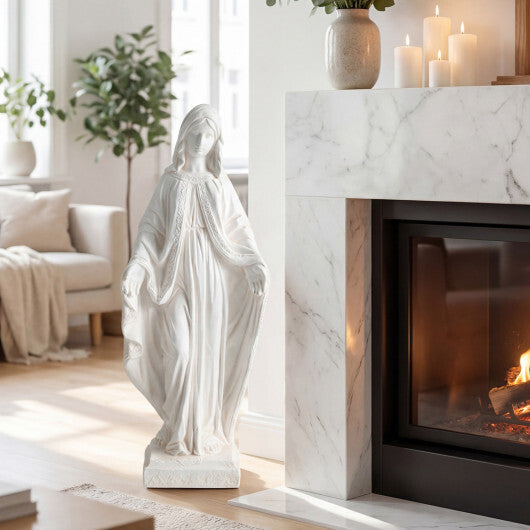 31.5 Inch Virgin Mary Statue with Aged Finish for Yard Patio-White LuxuryLifeWay Online Store