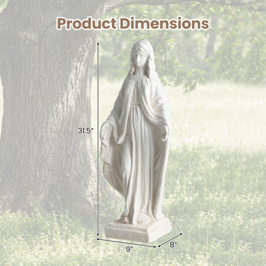 31.5 Inch Virgin Mary Statue with Aged Finish for Yard Patio-White LuxuryLifeWay Online Store