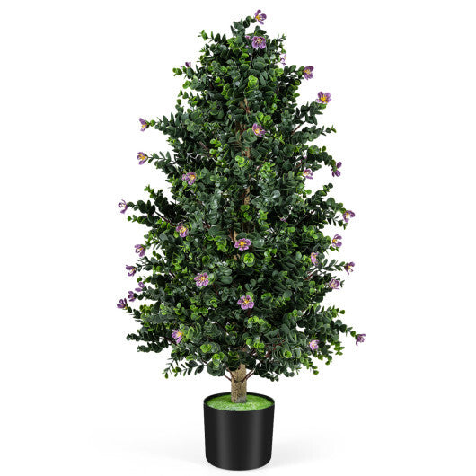 2 Pack Artificial Topiary Cone Tree Faux Potted Shrub Plant with 49 Flowers-purple LuxuryLifeWay Online Store