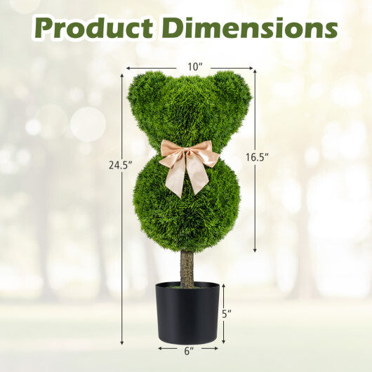 2 Pieces Bear Topiary Trees with Pots Sun-resistant Bear-Shaped Boxwood Faux Plants LuxuryLifeWay Online Store
