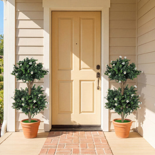 Set of 2 Faux Bush Plant with 41 Blossoms for Home LuxuryLifeWay Online Store