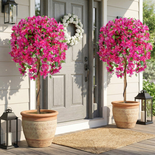 2 Pack Artificial Azalea Trees Faux Floral Plants with Vivid Blooming Flowers LuxuryLifeWay Online Store