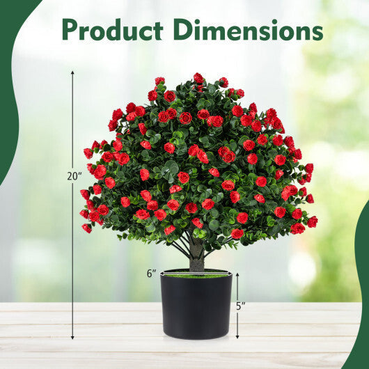 2 Pack Artificial Rose Topiary Ball Trees with PP Cement-Filled Flowerpot for Home LuxuryLifeWay Online Store