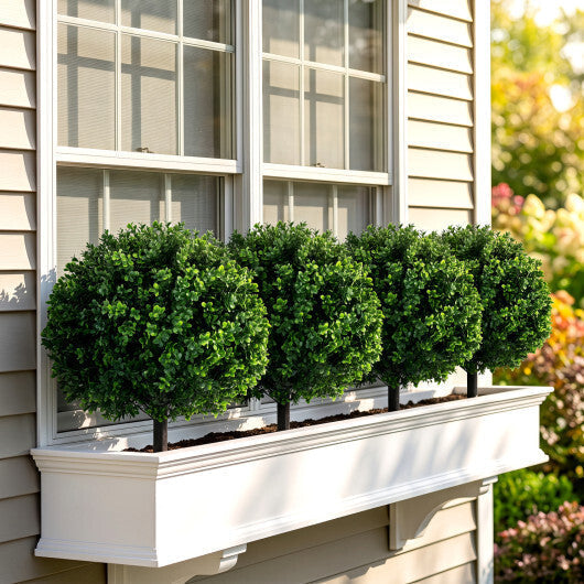 27" Artificial Boxwood Topiary Trees Set of 2 with Ground Spikes for Porch Patio LuxuryLifeWay Online Store
