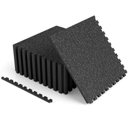 0.39 inch Thick Rubber Top Exercise Mat 48 Sq Ft with Boarders-color-Gray LuxuryLifeWay Online Store