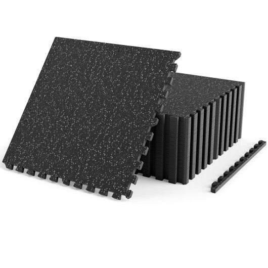 0.39 inch Thick Rubber Top Exercise Mat 70 Sq Ft with Boarders-Gray LuxuryLifeWay Online Store