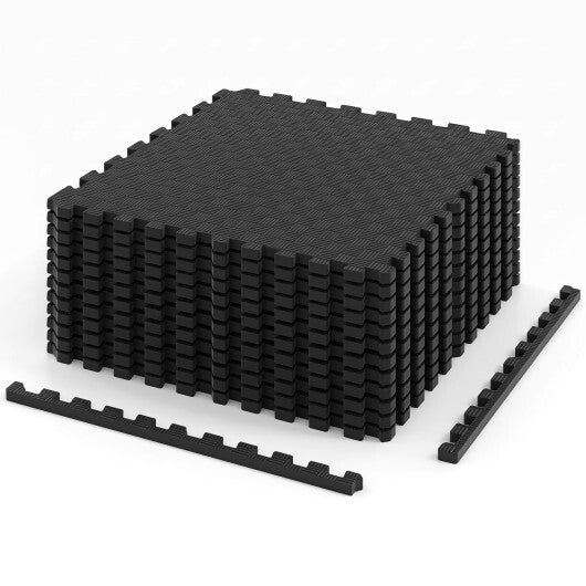 12 PCS Puzzle Exercise Mat EVA Foam Interlocking Floor Tiles-Black LuxuryLifeWay Online Store