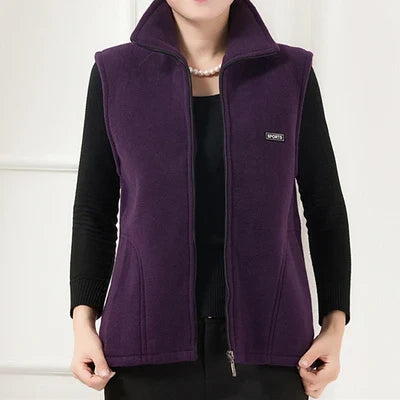 plus Size Women's Polar Fleece Vest Sleeveless Large Zipper Jacket Autumn Fashion Leisure Gilet for Women LadyShow.Store
