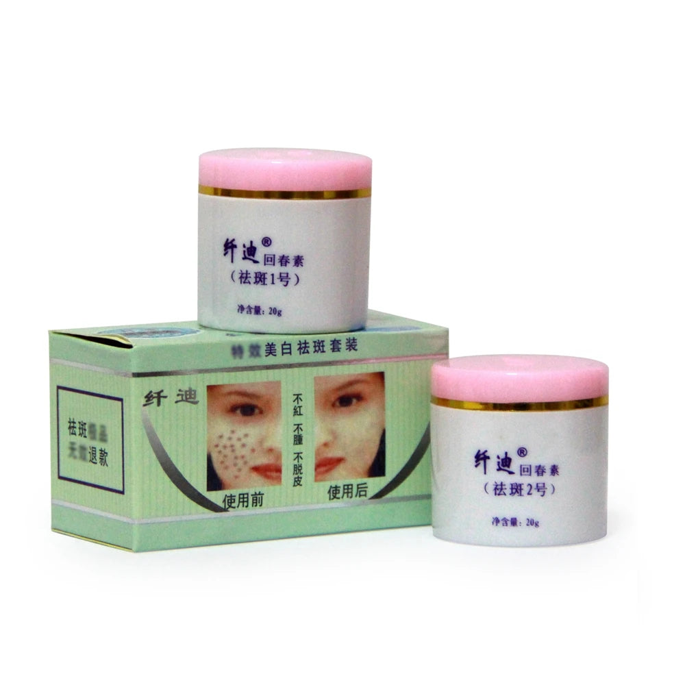 Qian DI 2pcs/Set Face Whitening Cream removal melasma Freckle speckle sunburn Spots cream Skin care Pi-Mart