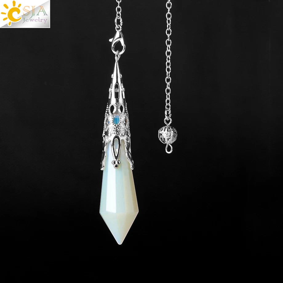 CSJA Natural Stone Crystal Pendulum for Dowsing Antique Pendant Amulet Crystals Divination Pink Quartz Pendulums Pendules G891 Pi-Mart