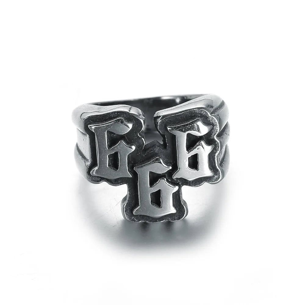 Men's Punk Stainless Steel Digital 666 Ring Titanium Steel Ring Jewelry Pi-Mart