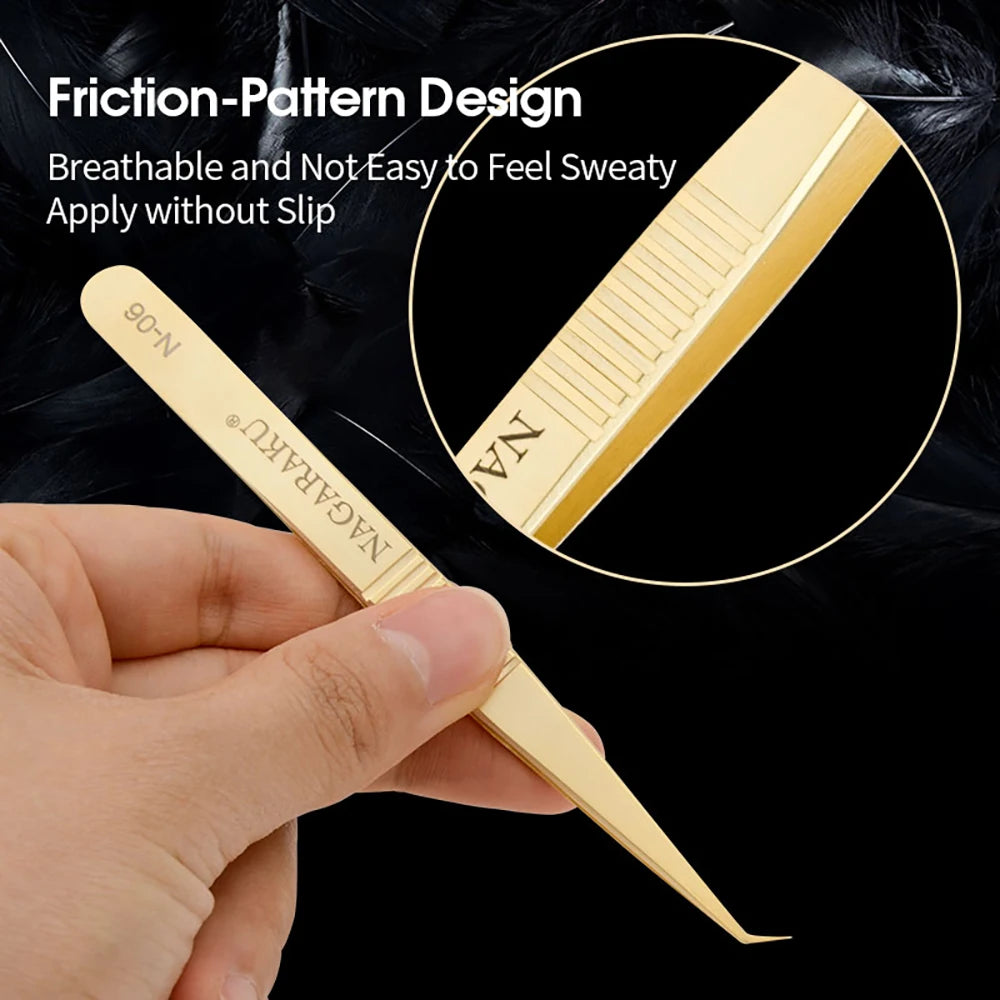 NAGARAKU Eyelash Extension Tweezers Makeup Stainless Steel Eyelash 3D accurate Clip Pi-Mart