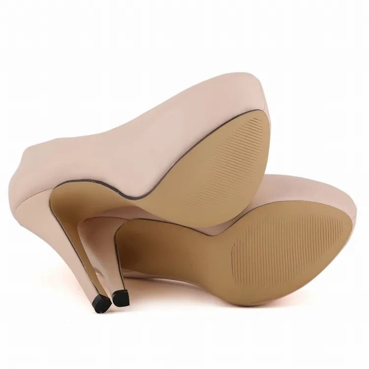 2026 Women Pumps Sexy Round Toes High Heels Fashion Super 14cm Platform Casual Thin Womens Party Red Wedding Shoes Large Size Pi-Mart