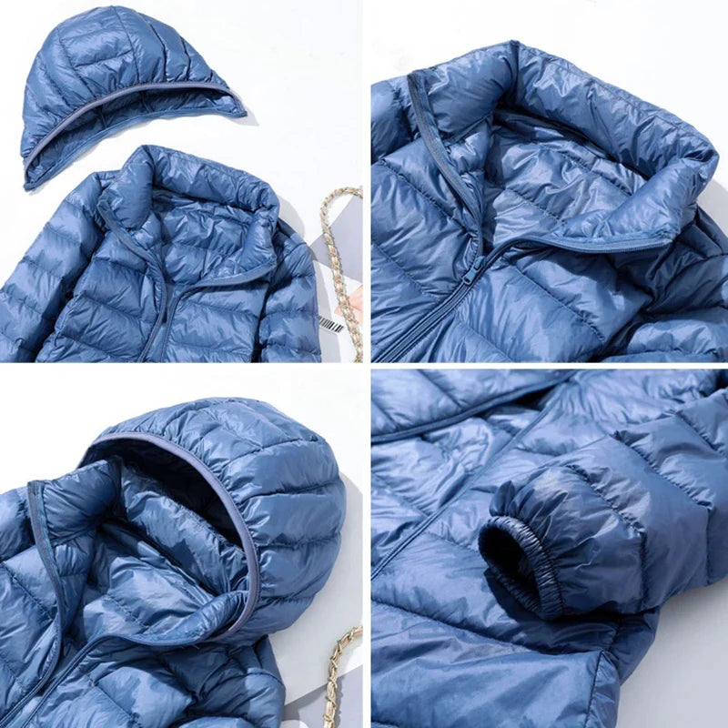SEDUTMO Winter Long Womens Down Coat  Ultra Light Thin Puffer Jacket Slim Casual Remove Hooded Parka ED1580 LadyShow.Store