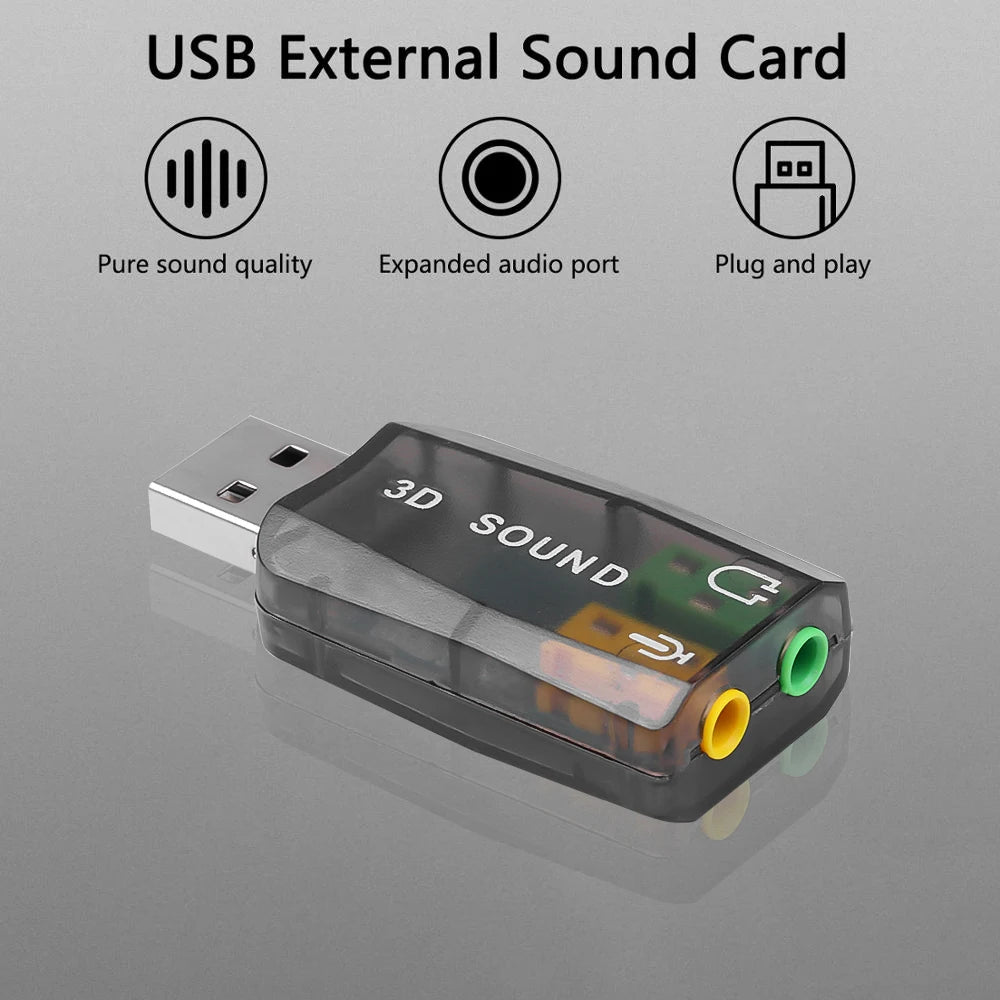 Mini External Usb To 3.5mm Mic Headphone Jack Stereo Headset 3d Sound Card Audio Adapter New Speaker Interface For Laptop Pi-Mart