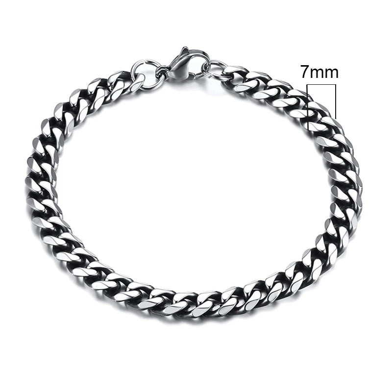 Vnox Mens Simple 3-11mm Stainless Steel Curb Cuban Link Chain Bracelets for Women Unisex Wrist Jewelry Gifts Pi-Mart