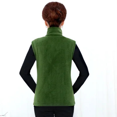 plus Size Women's Polar Fleece Vest Sleeveless Large Zipper Jacket Autumn Fashion Leisure Gilet for Women LadyShow.Store