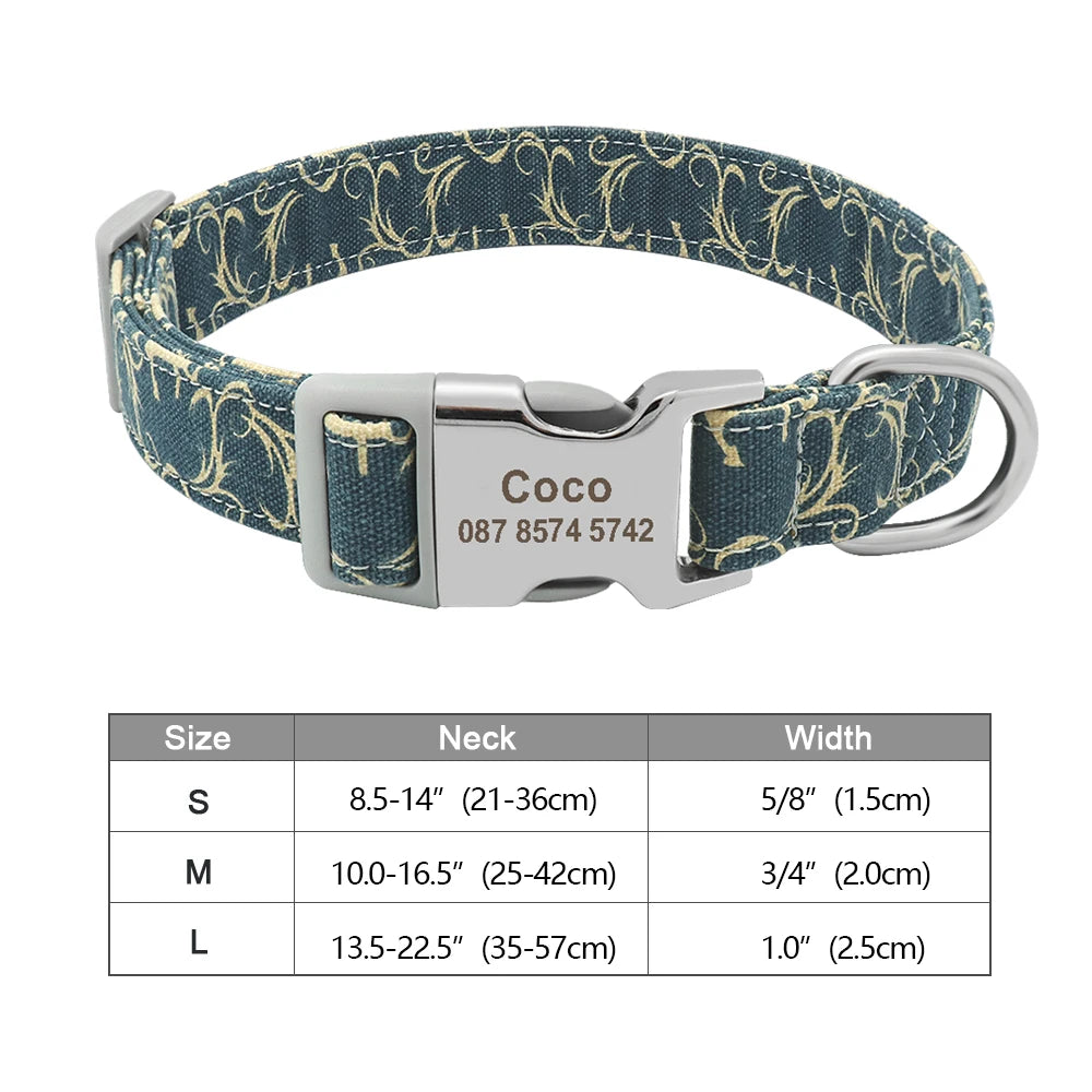 Personalized Dog Accessories Collar Nylon Printed Pet Puppy Collar Dog ID Collars Free Engraved ID for Small Medium Large Dogs Pi-Mart