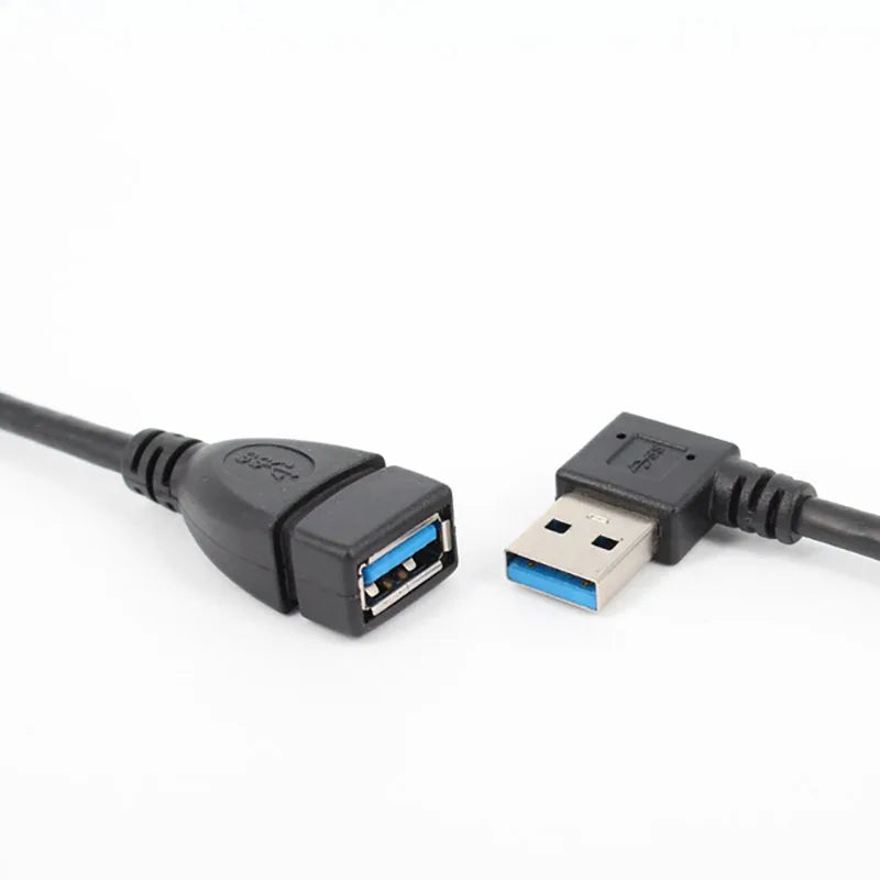 USB 3.0 Right / Left /Up/Down Angle 90 Degree Extension Cable Male To Female Adapter Cord USB Cables Extension Cord Pi-Mart