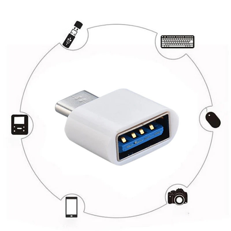 1/5 PCS New Universal Type-C to USB 2.0 OTG Adapter Connector for Mobile Phone USB2.0 Type C OTG Cable Adapter Pi-Mart