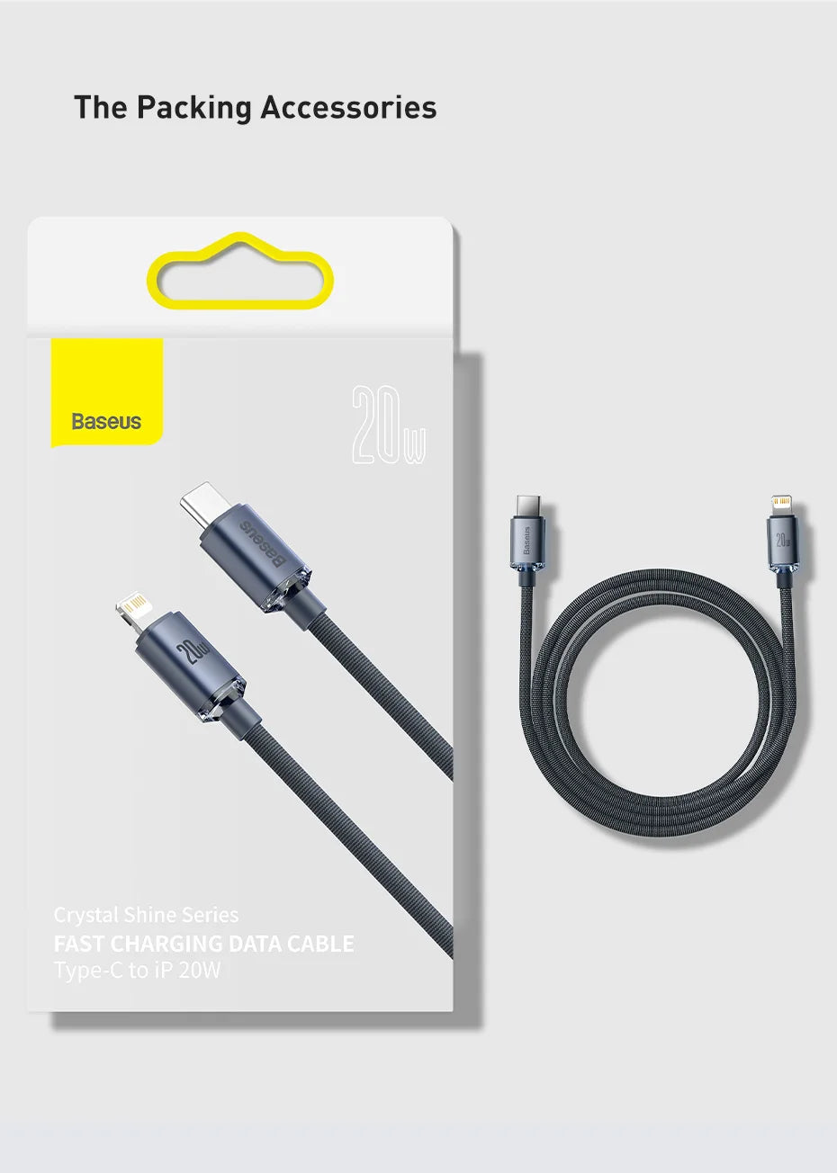 Baseus USB Type C PD 20W Cable for iPhone 14 13 12 Pro X 8 Fast USB C Cable for iPhone Charging Cable USB Type C Cable Wire Code Pi-Mart