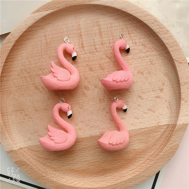 10pcs/pack Flamingo Resin Charms Craft Plastic Charms Earring Keychain DIY Jewelry Making 25x35mm Pi-Mart
