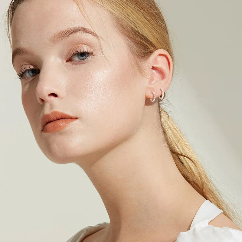 1 Pair Women/Man Stainless Steel Small Hoops Earring Piercing Ear Cartilage Tragus Simple Thin Circle Anti-allergic Ear Buckle Pi-Mart