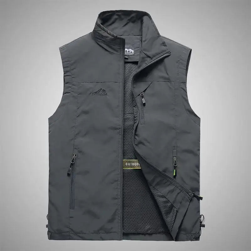 FGKKS Spring New Men Waistcoat Outdoor Leisure Solid Color Vest Young Middle-aged Photography Fishing Casual Vest Jacket Male LadyShow.Store