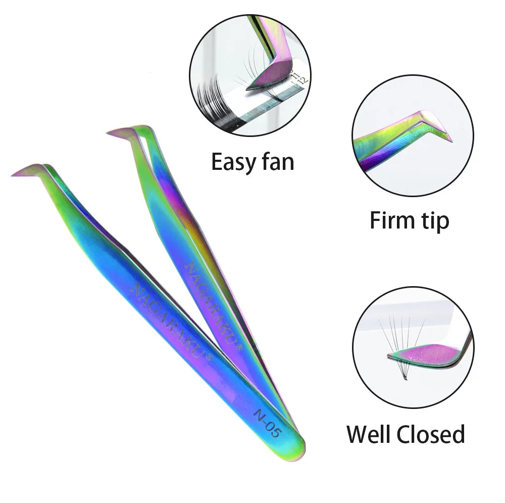 NAGARAKU Eyelash Extension Tweezers Makeup Stainless Steel Eyelash 3D accurate Clip Pi-Mart