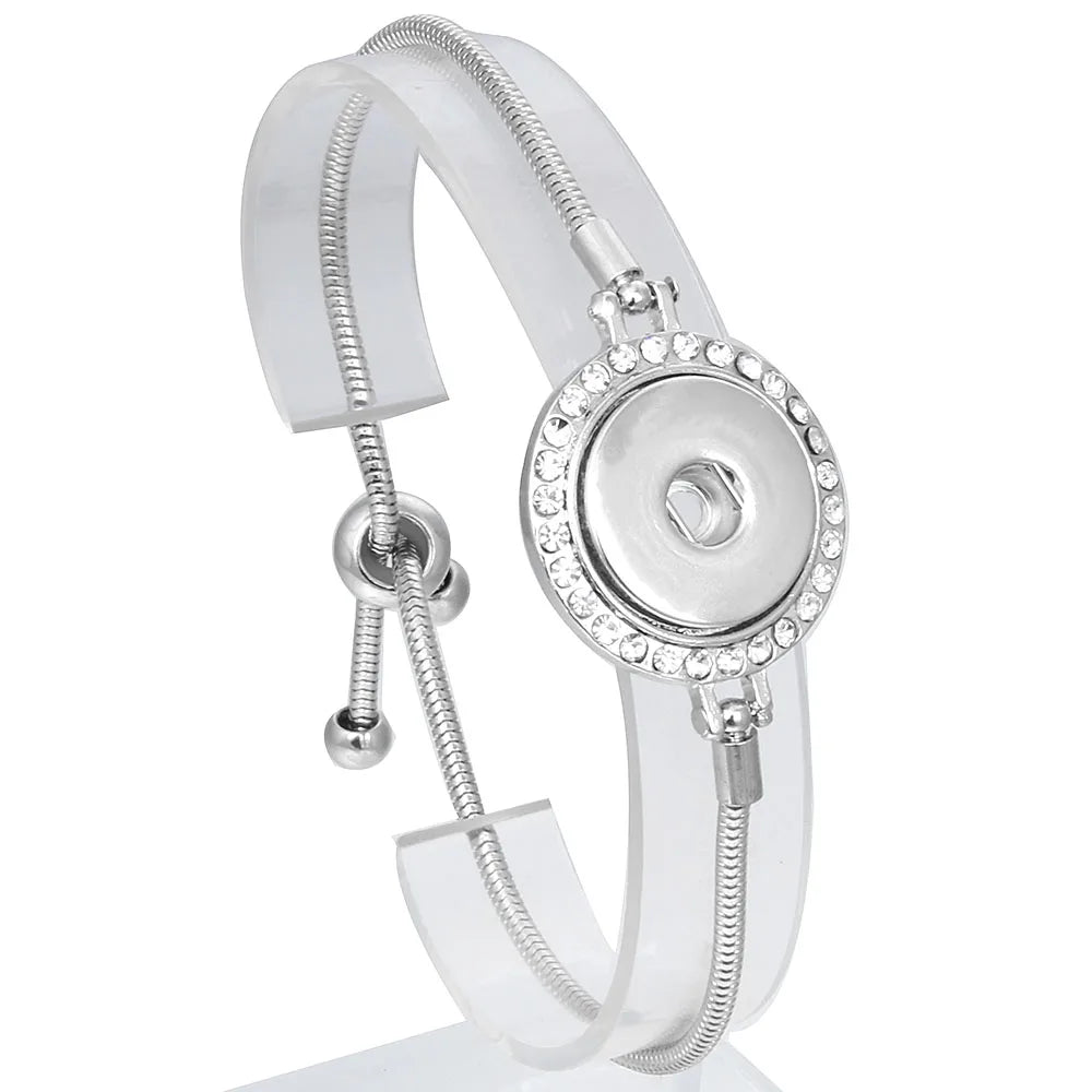 Snap Jewelry Adjustable Snap Buttons Bracelets 18mm Metal Button Charms Chain Bracelets For Women DIY Jewelry Pi-Mart