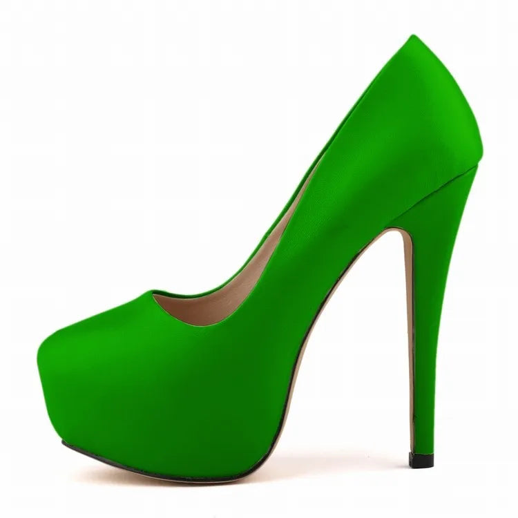 2026 Women Pumps Sexy Round Toes High Heels Fashion Super 14cm Platform Casual Thin Womens Party Red Wedding Shoes Large Size Pi-Mart