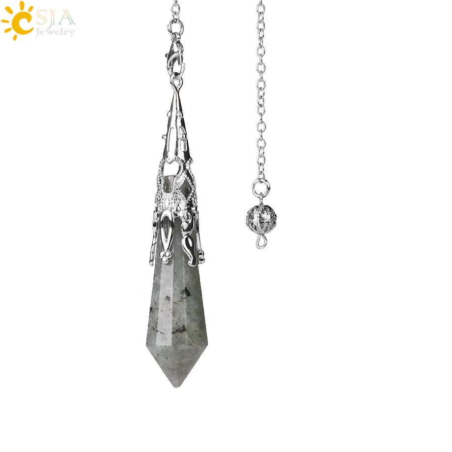 CSJA Natural Stone Crystal Pendulum for Dowsing Antique Pendant Amulet Crystals Divination Pink Quartz Pendulums Pendules G891 Pi-Mart