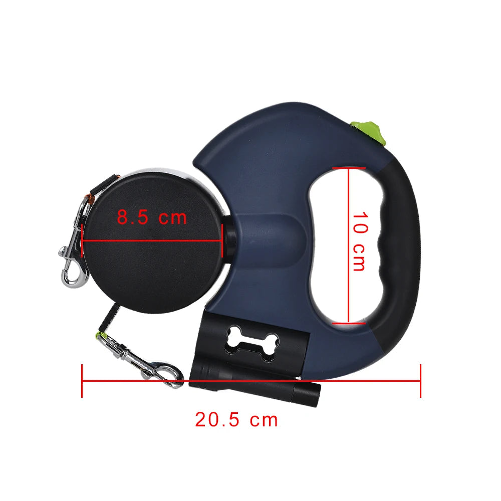 3m Retractable Dog Leash For Small Dogs Reflective Dual Pet Leash Lead 360 Swivel No Tangle Double Dog Walking Leash With Lights Pi-Mart