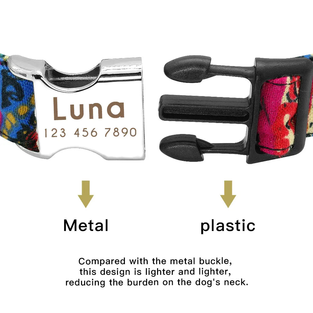 Personalized Dog Accessories Collar Nylon Printed Pet Puppy Collar Dog ID Collars Free Engraved ID for Small Medium Large Dogs Pi-Mart