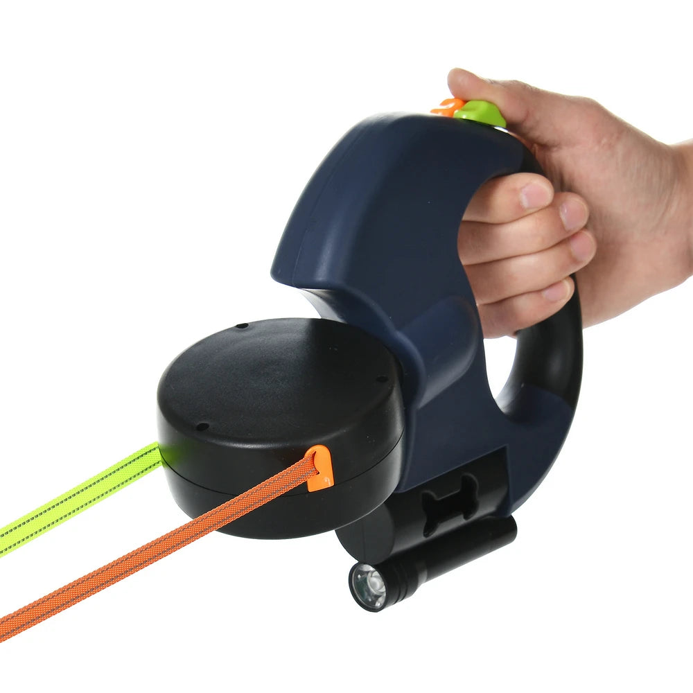 3m Retractable Dog Leash For Small Dogs Reflective Dual Pet Leash Lead 360 Swivel No Tangle Double Dog Walking Leash With Lights Pi-Mart