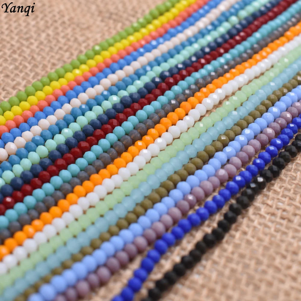 Yanqi 2 3 4mm Rondell Austria Faceted Crystal Beads Round Glass Beads Loose Spacer Beads for Jewelry Making DIY Pi-Mart