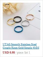 UTAG  Fashion Black/White Ceramic Crystal Wedding Rings Jewelry For Women Girls Rose Gold Stainless Steel Bohemia Rin Pi-Mart